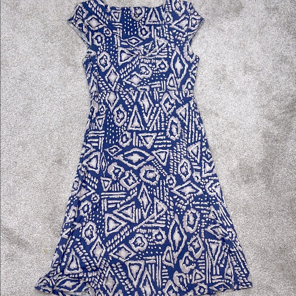 Blue Geometric Patterned Dress